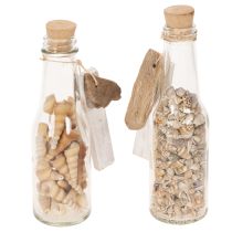 Itens Decoração de mesa com garrafa de vidro, conchas e pingente, estilo náutico, 17 cm, 2 peças.