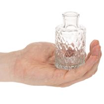 Itens Mini vaso de vidro com padrão de diamante, pequeno vaso de mesa, garrafa, transparente, 9 cm, 6 peças