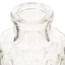 Itens Mini vaso de vidro com padrão de diamante, pequeno vaso de mesa, garrafa, transparente, 9 cm, 6 peças