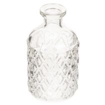 Itens Garrafa de vidro com padrão de diamante, garrafa decorativa, vaso, pequena, 13 cm, 6 peças