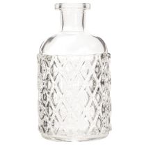 Itens Garrafa de vidro com padrão de diamante, garrafa decorativa, vaso, pequena, 13 cm, 6 peças
