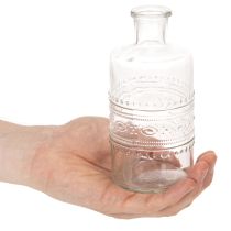 Itens Garrafa de vidro com padrão, cilíndrica, transparente, vaso decorativo, 15 cm, conjunto de 6 peças