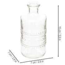 Itens Garrafa de vidro com padrão, cilíndrica, transparente, vaso decorativo, 15 cm, conjunto de 6 peças