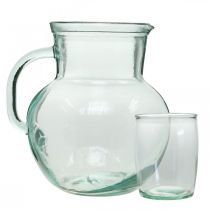Itens Jarro de vidro com copos, conjunto de bebidas para servir transparente azulado A20cm/11,5cm 5 peças