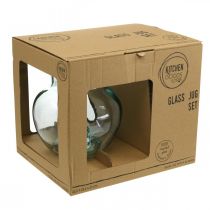 Itens Jarro de vidro com copos, conjunto de bebidas para servir transparente azulado A20cm/11,5cm 5 peças