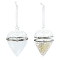 Itens Coração de vidro para decoração pendurada 7cm x 10cm transparente 2 peças