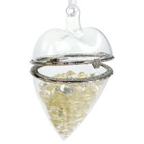 Itens Coração de vidro para decoração pendurada 7cm x 10cm transparente 2 peças
