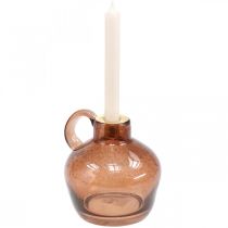 Itens Castiçal vareta de vidro vela jarra decorativa marrom vidro A 15,5cm