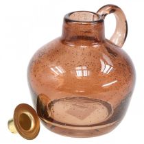 Itens Castiçal vareta de vidro vela jarra decorativa marrom vidro A 15,5cm