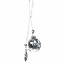 Bola de vidro para decoração de árvore de natal com estrela prata 5cm