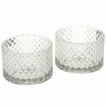 Itens Suporte para velas de vidro retrô diamante transparente Ø10,5cm 2 peças