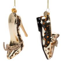 Itens Sapatinho de cristal decorativo com estampa de leopardo para árvore de Natal, 13 cm, 2 peças