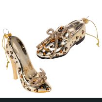 Itens Sapatinho de cristal decorativo com estampa de leopardo para árvore de Natal, 13 cm, 2 peças