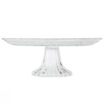 Itens Prato de vidro com pé Tigela plana de vidro com padrão transparente Ø25cm