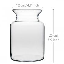 Itens Vaso de vidro para flores largo transparente Ø12cm H20cm