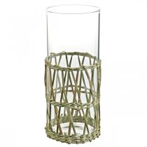 Itens Vaso de vidro cilindro trançado gramíneas vaso decorativo Ø8cm H21.5cm