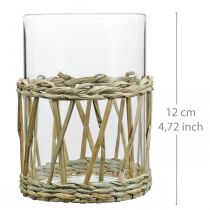 Itens Vaso de vidro cilindro de grama trançada decoração de mesa vidro Ø8cm H12cm
