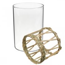 Itens Vaso de vidro cilindro de grama trançada decoração de mesa vidro Ø8cm H12cm