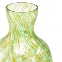 Itens Vaso de vidro vaso de flores decorativo de vidro verde amarelo Ø10cm Alt.18cm