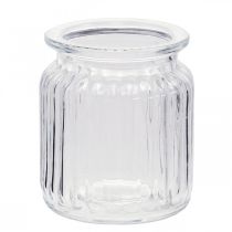 Vaso de vidro canelado Ø7.5cm H9cm