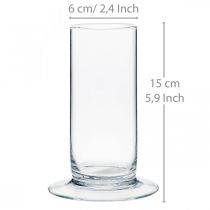 Itens Vaso de vidro com base, transparente, Ø6cm, A15cm