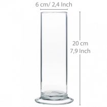 Itens Vaso de vidro com base, transparente, Ø6cm, A20cm