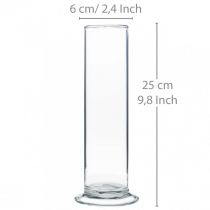 Itens Vaso de vidro com base, transparente, Ø6cm, A25cm