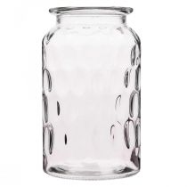 Vaso de vidro com padrão, lanterna de vidro A18,5cm Ø11cm transparente