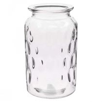 Vaso de vidro com padrão, lanterna de vidro A18,5cm Ø11cm transparente