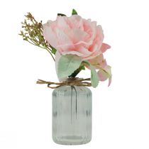 Itens Vaso de vidro com decoração de mesa artificial rosa peônia 20cm