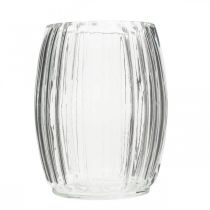 Itens Vaso de vidro com ranhuras, lanterna vidro transparente A15cm Ø11,5cm