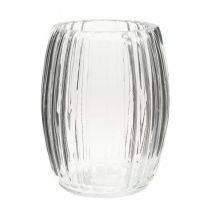 Itens Vaso de vidro com ranhuras, lanterna vidro transparente A15cm Ø11,5cm