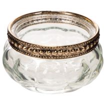 Itens Castiçais de vidro para velas pequenas com aro decorativo de metal, 6 cm, conjunto de 4 peças