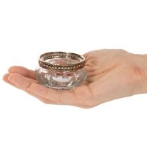 Itens Castiçais de vidro para velas pequenas com aro decorativo de metal, 6 cm, conjunto de 4 peças