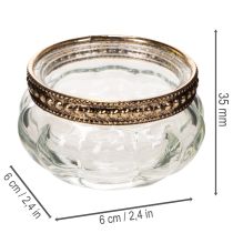 Itens Castiçais de vidro para velas pequenas com aro decorativo de metal, 6 cm, conjunto de 4 peças