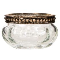 Itens Castiçais de vidro para velas pequenas com aro decorativo de metal, 6 cm, conjunto de 4 peças