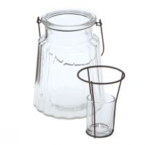 Itens Lanterna de vidro com alça de vidro transparente Ø14cm Alt.18cm