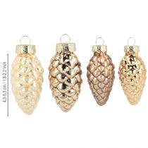 Itens Cones de vidro para pendurar, cones, vidro, marrom, dourado, 5,5 cm, 14 peças