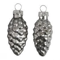 Cones de natal cones de vidro decoração de vidro prata H6,5cm 10 unidades