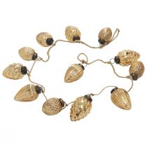 Itens Guirlanda de cone de vidro decoração suspensa Natal ouro 120cm