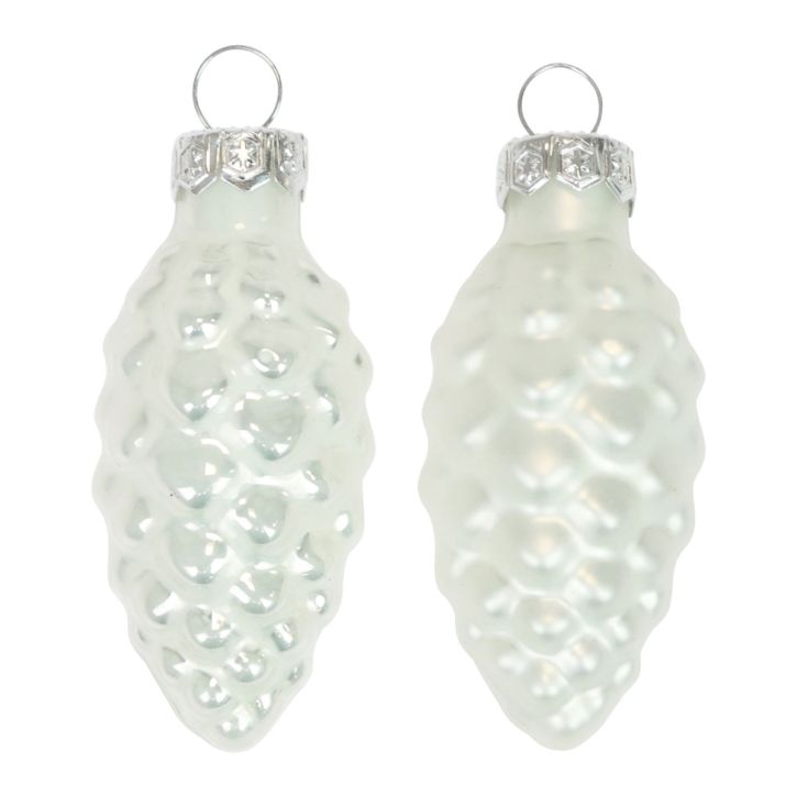 Cones de vidro decorações de Natal vidro branco Ø2,5cm 6cm 10 unidades