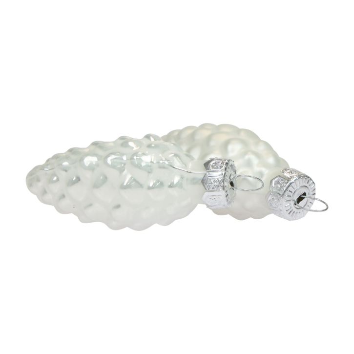 Cones de vidro decorações de Natal vidro branco Ø2,5cm 6cm 10 unidades