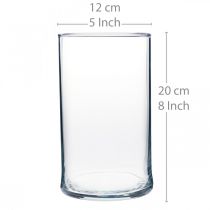 Itens Vaso de vidro transparente cilíndrico Ø12cm H20cm