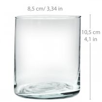 Itens Vaso redondo de vidro, cilindro de vidro transparente Ø9cm H10,5cm