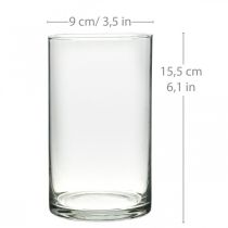 Itens Vaso de vidro redondo, cilindro de vidro transparente Ø9cm A15,5cm