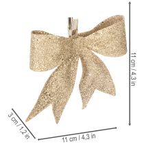 Itens Laço brilhante, laço decorativo, dourado com presilha, 11 cm, 4 peças