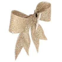 Itens Laço brilhante, laço decorativo, dourado com presilha, 11 cm, 4 peças