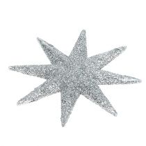 Itens Estrela glitter prata Ø10cm 12 unid.
