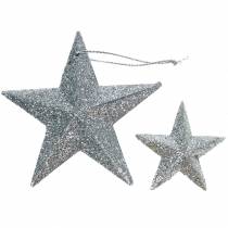 Itens Glitter star silver 9,5 / 5cm 18pcs