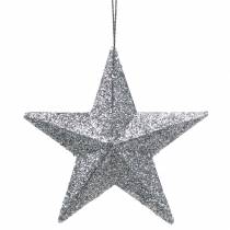 Itens Estrela glitter prateada 9,5/5cm 18 un